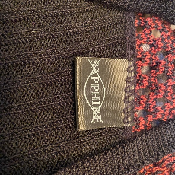 SAPPHIRE Black and Rust Long Sleeve Tie Front Bell Sleeve Cardigan - Picture 16 of 16